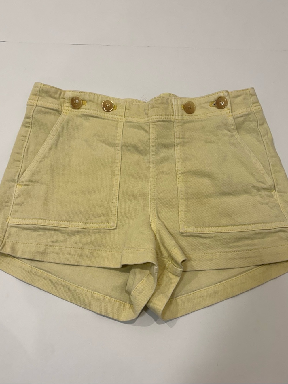 Pilcro The Kit Regenerative Cotton High-Waist Butter Yellow Shorts 30 - Picture 3 of 8